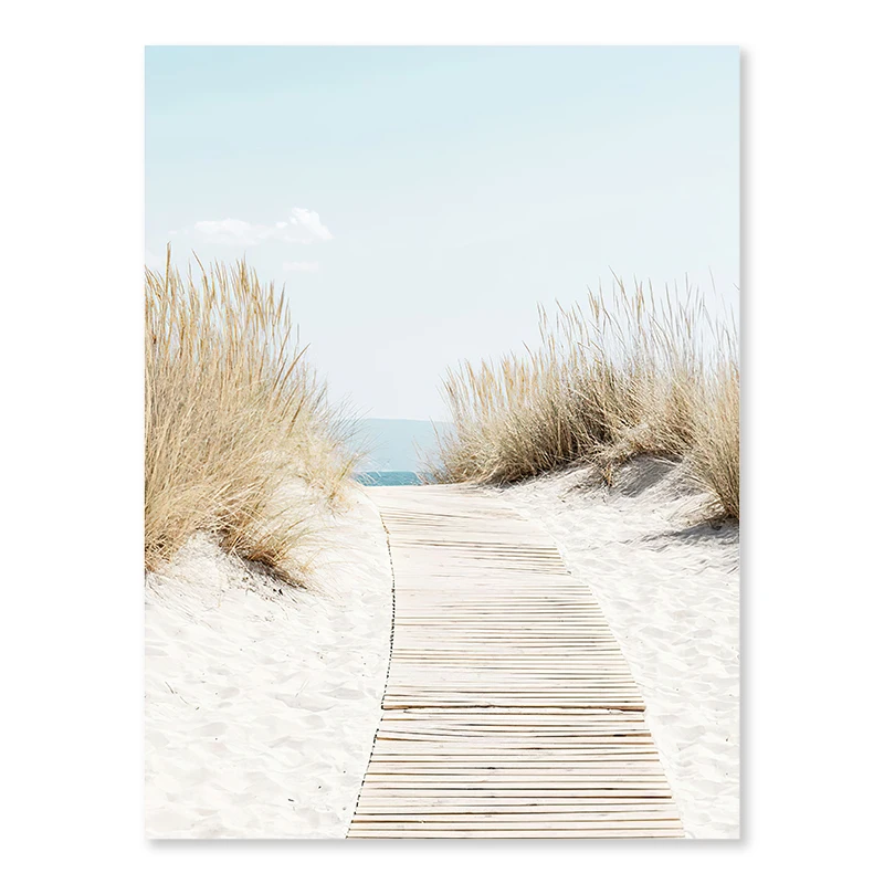 Ocean Beach Bridge Wall Art Canvas Paintings Sea Palm Tree Leaves Bus Posters Nordic Living Room  --2026--