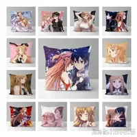 Anime Sword Art Online Yuuki Asuna Cushion Cover Plush Pillowcase Pillow Case Shams Party Sofa Home Decor 45x45cm Kids Gift