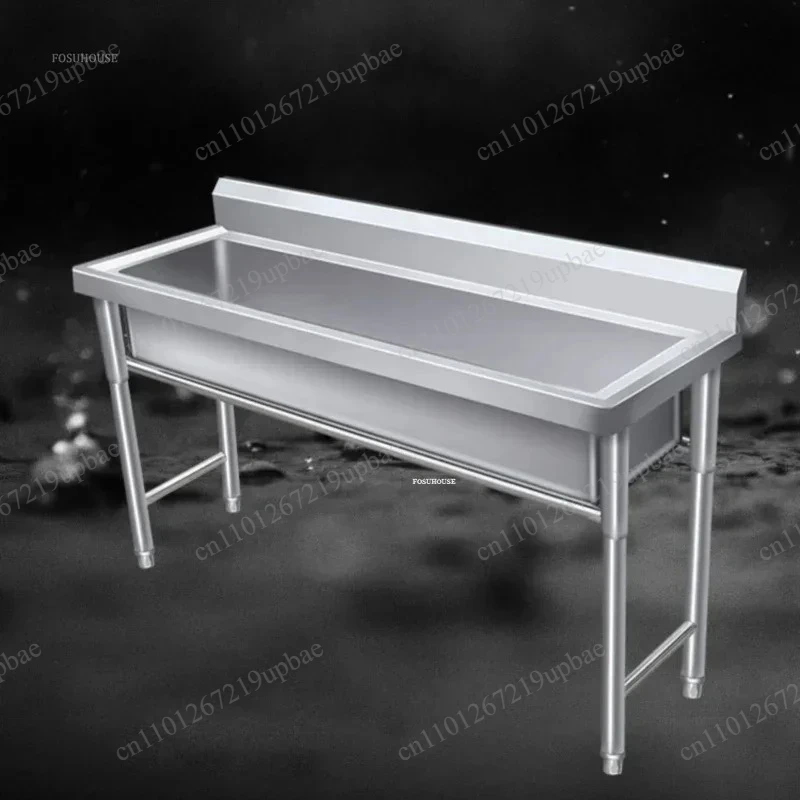 Stainless Steel Floor Standing Kitchen Sink Commercial Single Tank Washing Sink for Canteen School Outdoor Use