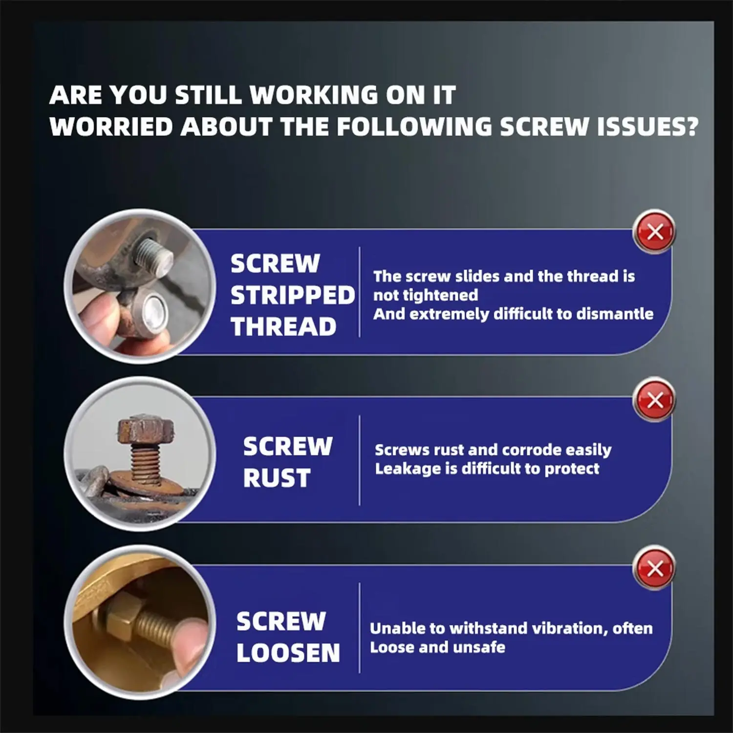 JXVX 271 Threadlocker High Strength Threadlockers, Universal Thread Adhesives, For All Metal Threaded Components, Removable Waterproof High-Temperature Resistant Thread Lock Screw Glues 10/50ML.