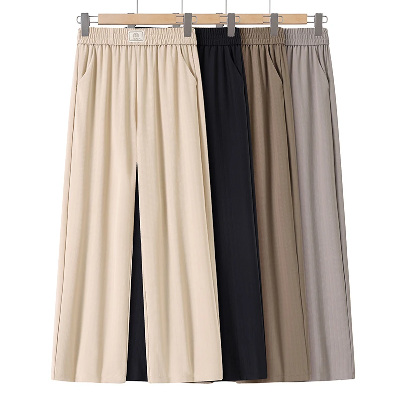 

Женские укороченные брюки однотонного цвета 2026 года, мягкие повседневные брюки больших размеров с эластичным поясом, высококачественные уличные брюки для весны и осени
