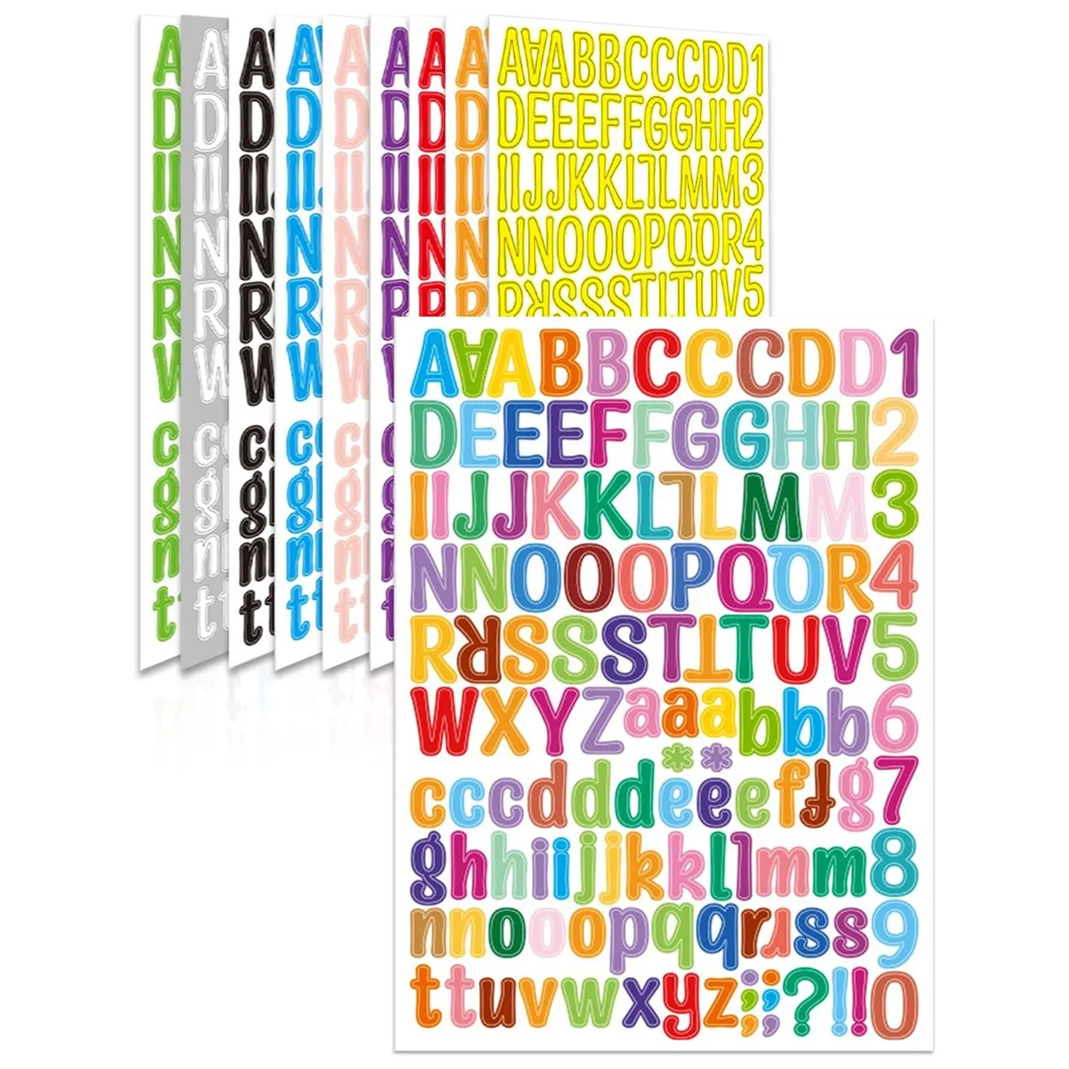 

1 Inch Letter Stickers Multi Color Mix and Match for Journal Notebook Decoration Alphabet Number Self Adhesive
