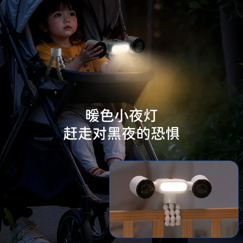 Stroller New Fan Portable Charging Foldable Desktop Outdoor Octopus Fan Shaking Head