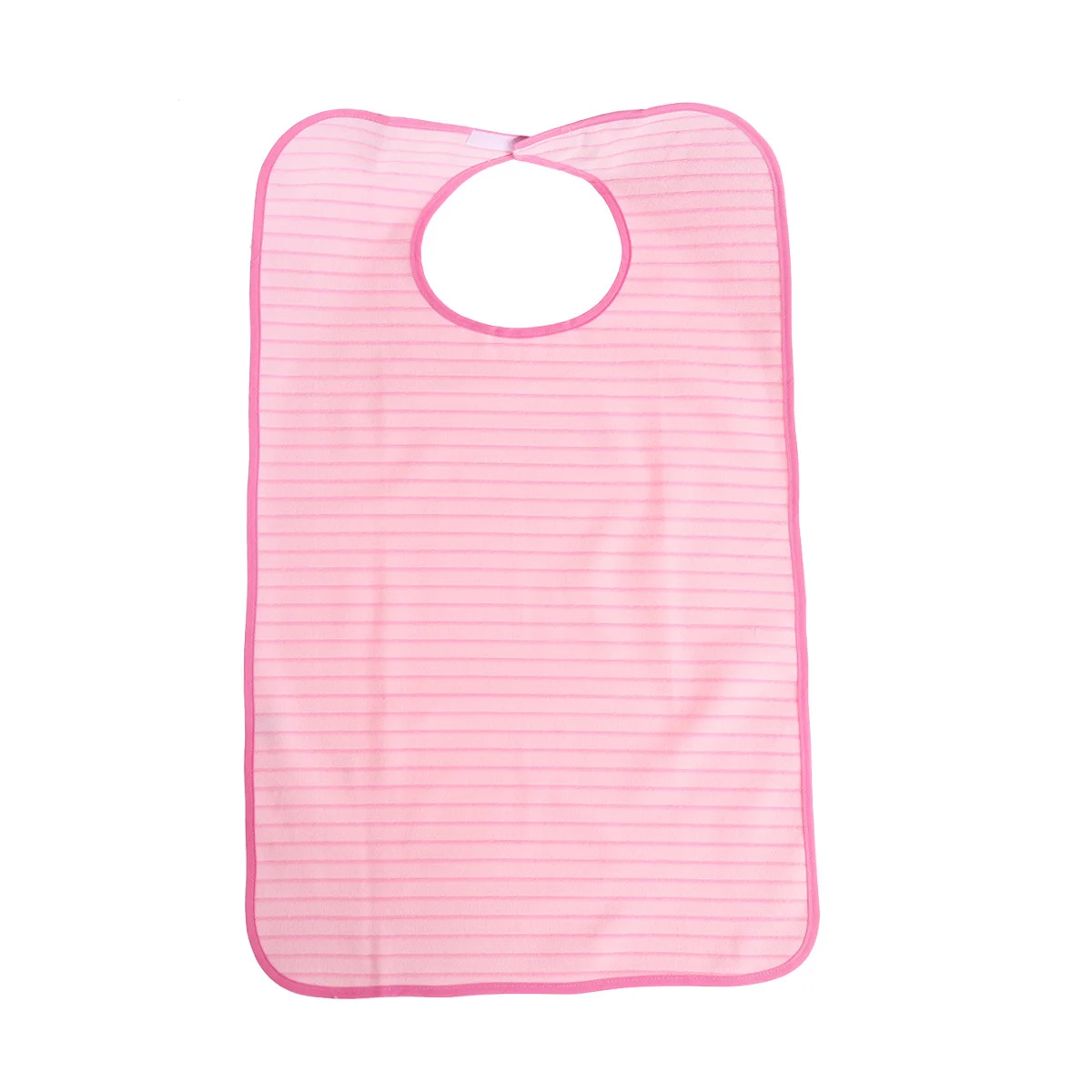 

Pink Stripe Adult Waterproof Bib Double Layer Machine Washable Clothing Protector for Mealtime Bedridden Convalescent Use