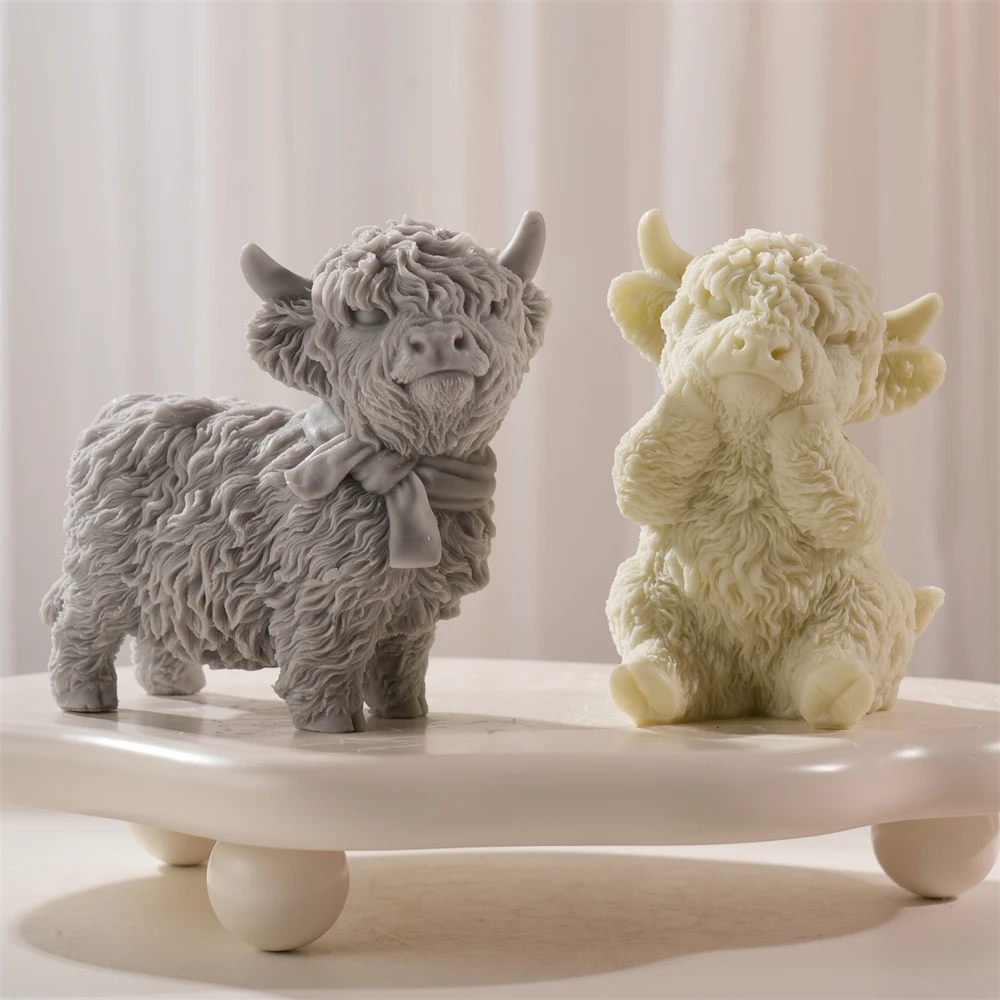 

Highland Cattle Cow Silicone Candle Mold Figurine Animal Lover Home Ornament Animal Soy Wax Silicone Mould