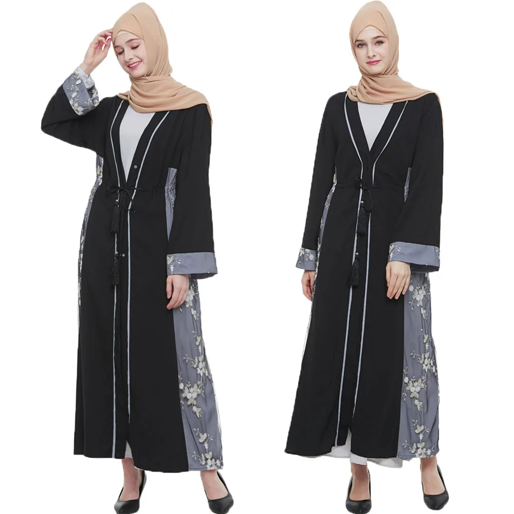 

High Quality Islamic Women Dress Abaya Fashion Abaya for Women Embroidery Floral Abaya Dubai Clothing Robe Femme Eid al-Adha