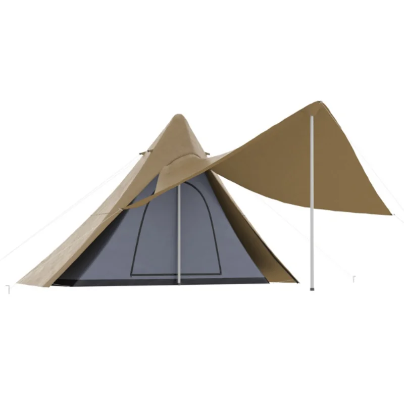 Pyramidenzelt, wasserdichtes Baumwoll-Tee-Zelt, Familiencamping, sofort tragbar, Fiberglas, Wandern