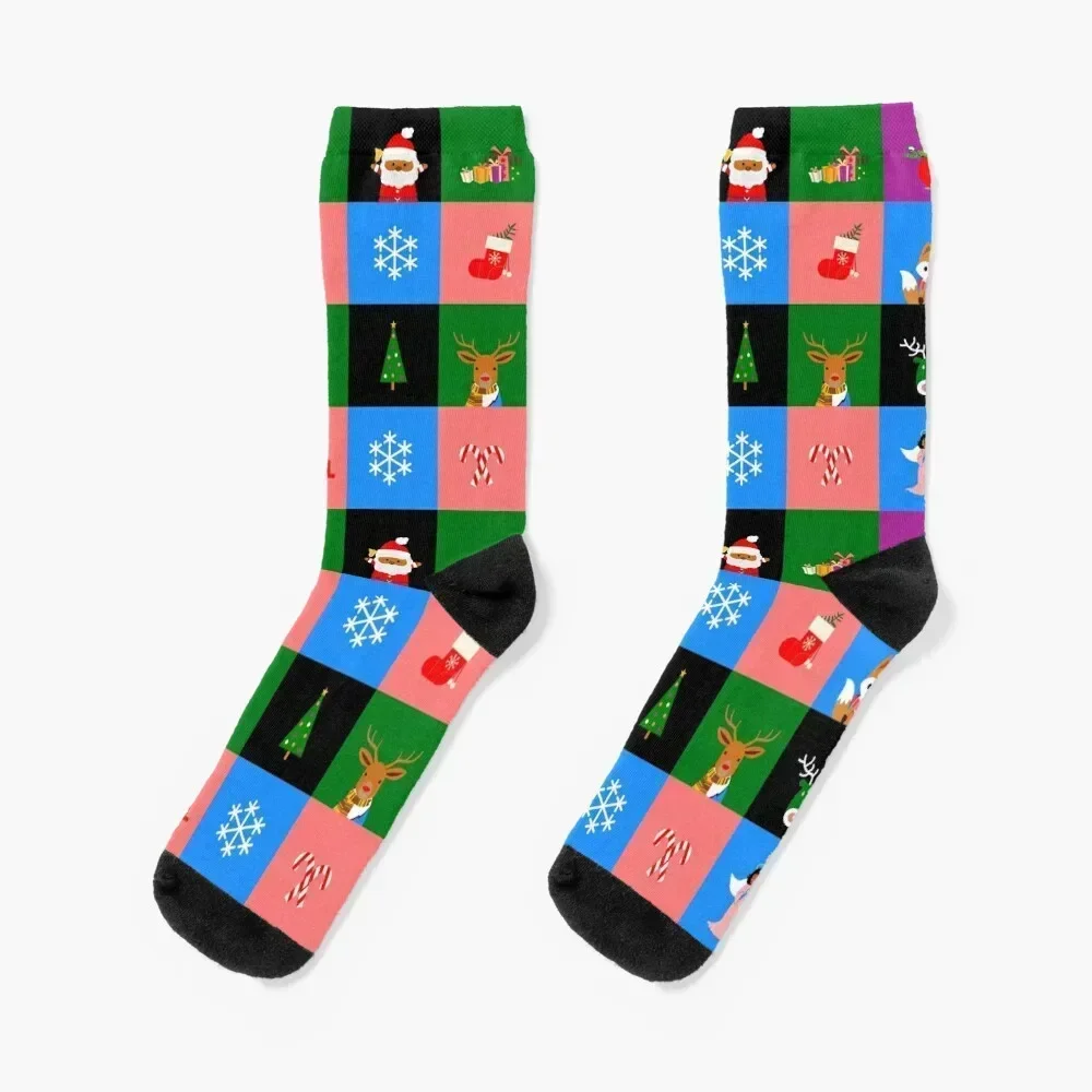 

christmas african santa claus colorblock Socks hiphop Soccer valentine gift ideas Socks Men Women's