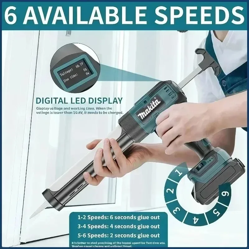 Makita Cordless Electric Sealant Gun Wireless Design for Glass Glue Bonding Window Door Gap Filling Construction Repair Works