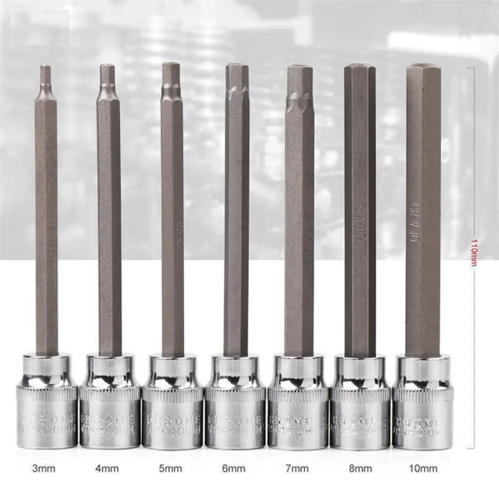 7 pçs hex soquete adaptador bit conjunto 3/8 extra longo impacto driver chave de soquete broca adaptador ferramentas