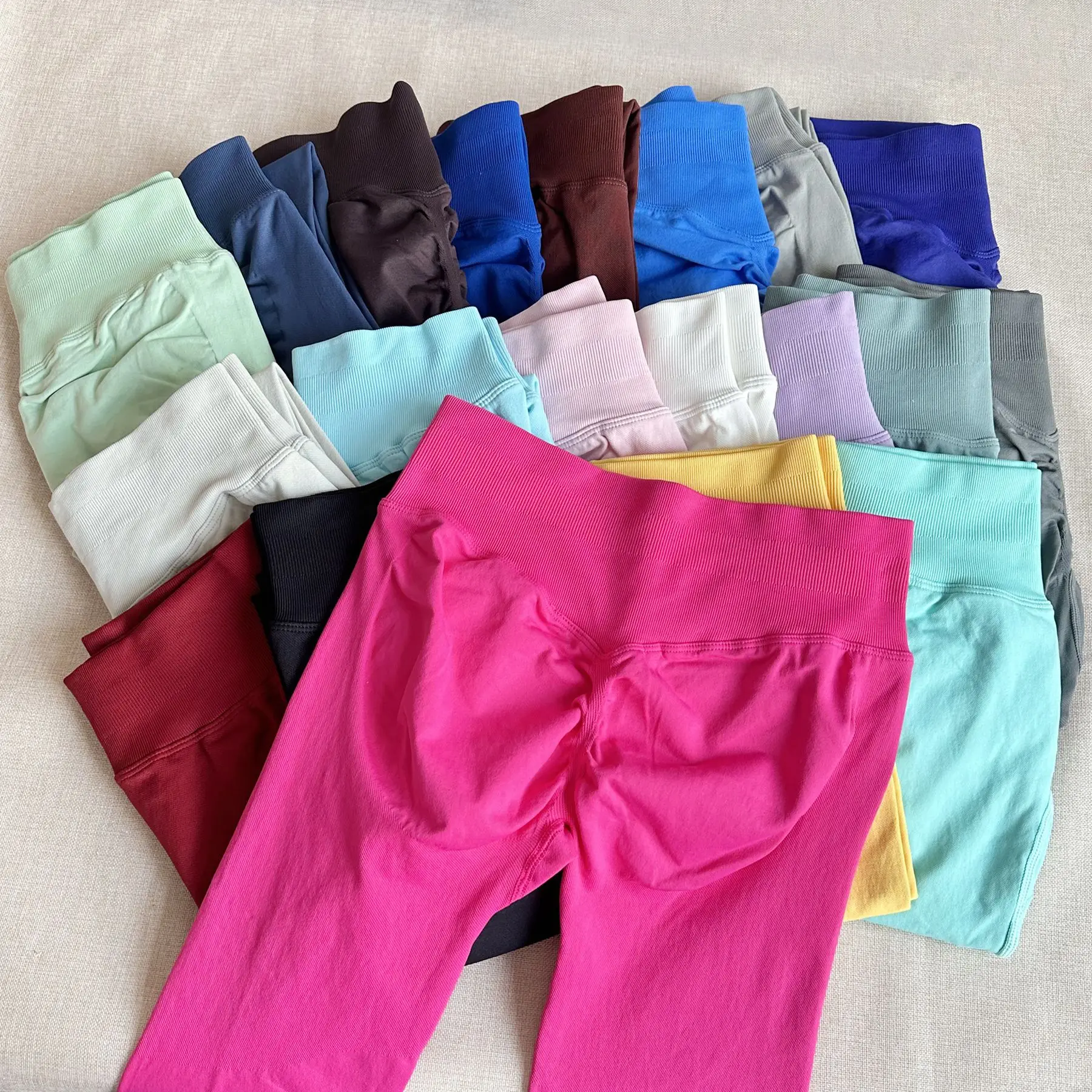 Women Sports Leggings Seamless Yoga Long Pants Low Band Fitness Leggings Compress The Hips Tights Gym Workout Pants