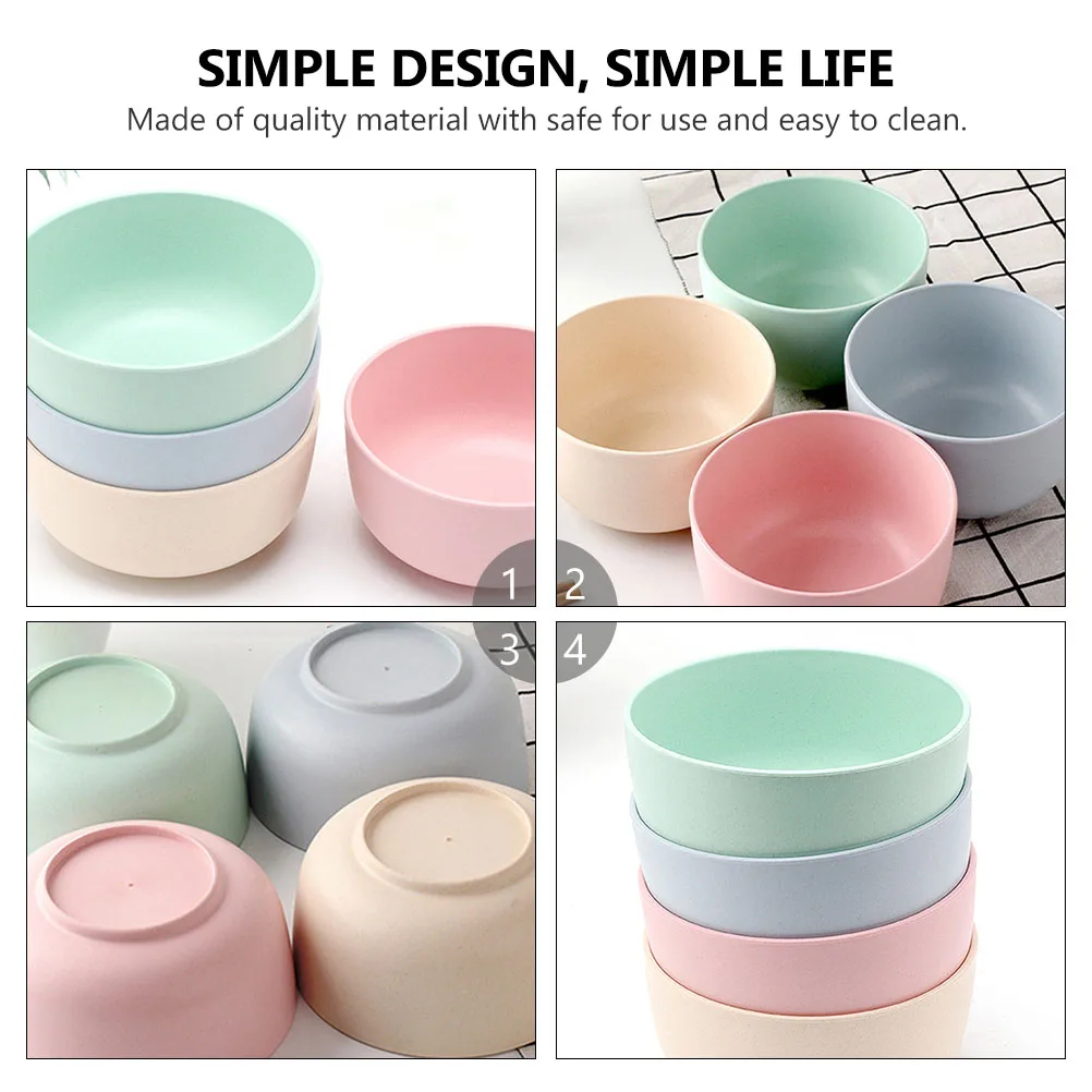 

8 Pcs Bamboo Fiber Bowls Lightweight Rice Soup Noodle Food Safe Easy Clean Kitchen Dining Set Storage Container