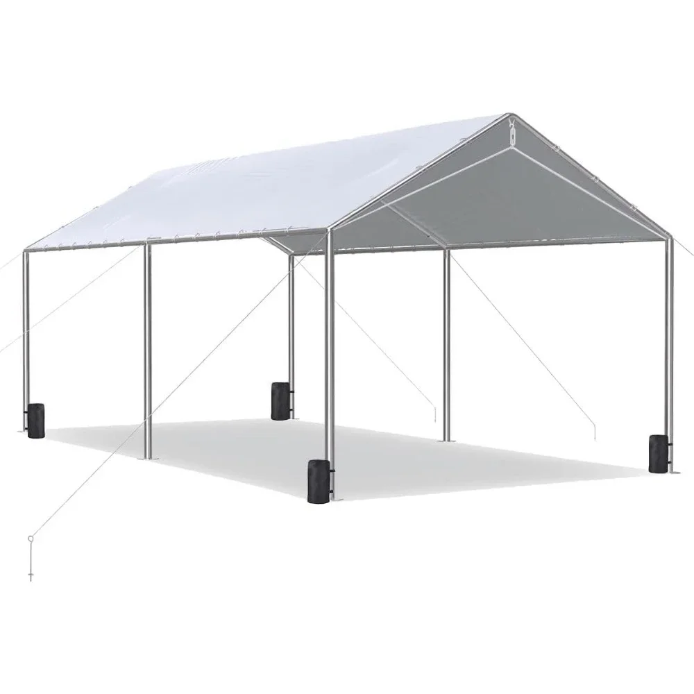 Heavy Duty Car Canopy Galvanized Frame Carport Outdoor Party Tent Boat Shelter with 3 Reinforced Steel Cables