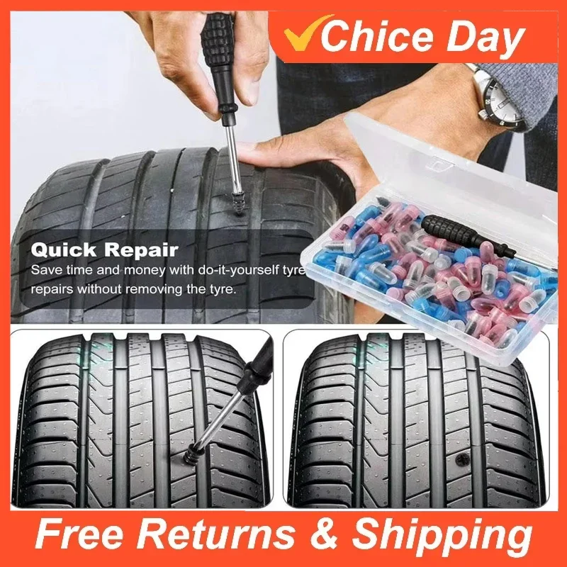 Tire Repair Rubber Nail Kit,Screw in Tire Plugs of Tire Punctures Screwdriver and Screw Plugs for Cars Bikes Motorcycles Amagi