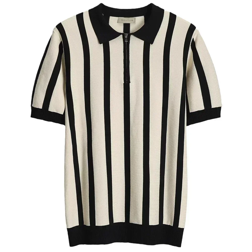 

Black Fashion Casual Shirt Slight Stretch Fabric Vacation Wear Vertical Pattern Shirt Casual Daily Wear Casual Outfit For Summer