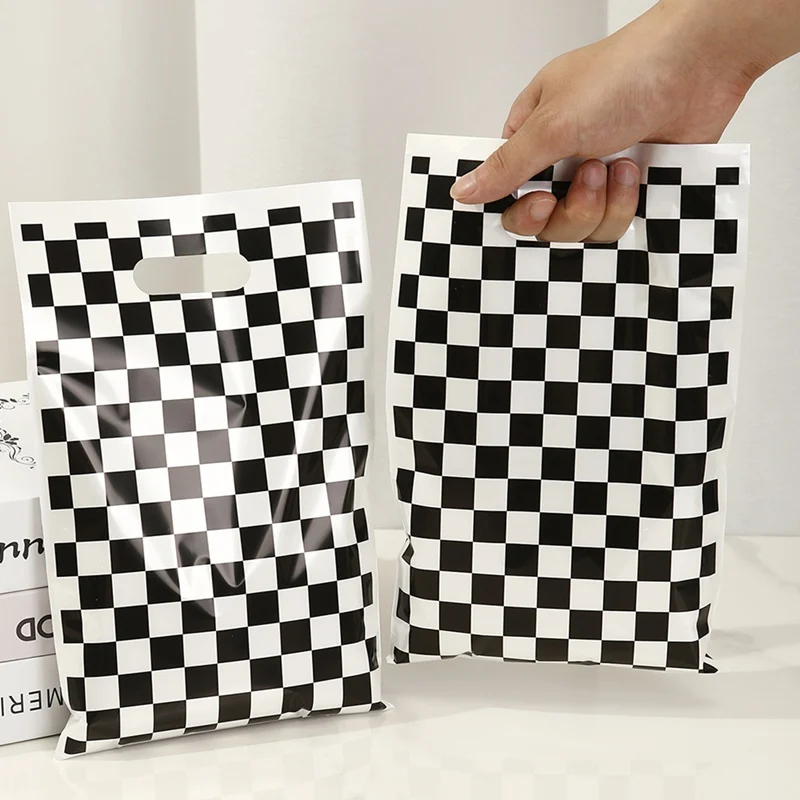 Black And White Checkered Bags Race Car Theme Party Favor Bag Goodie Candy Bags for Race Car Theme Birthday Party Decorations