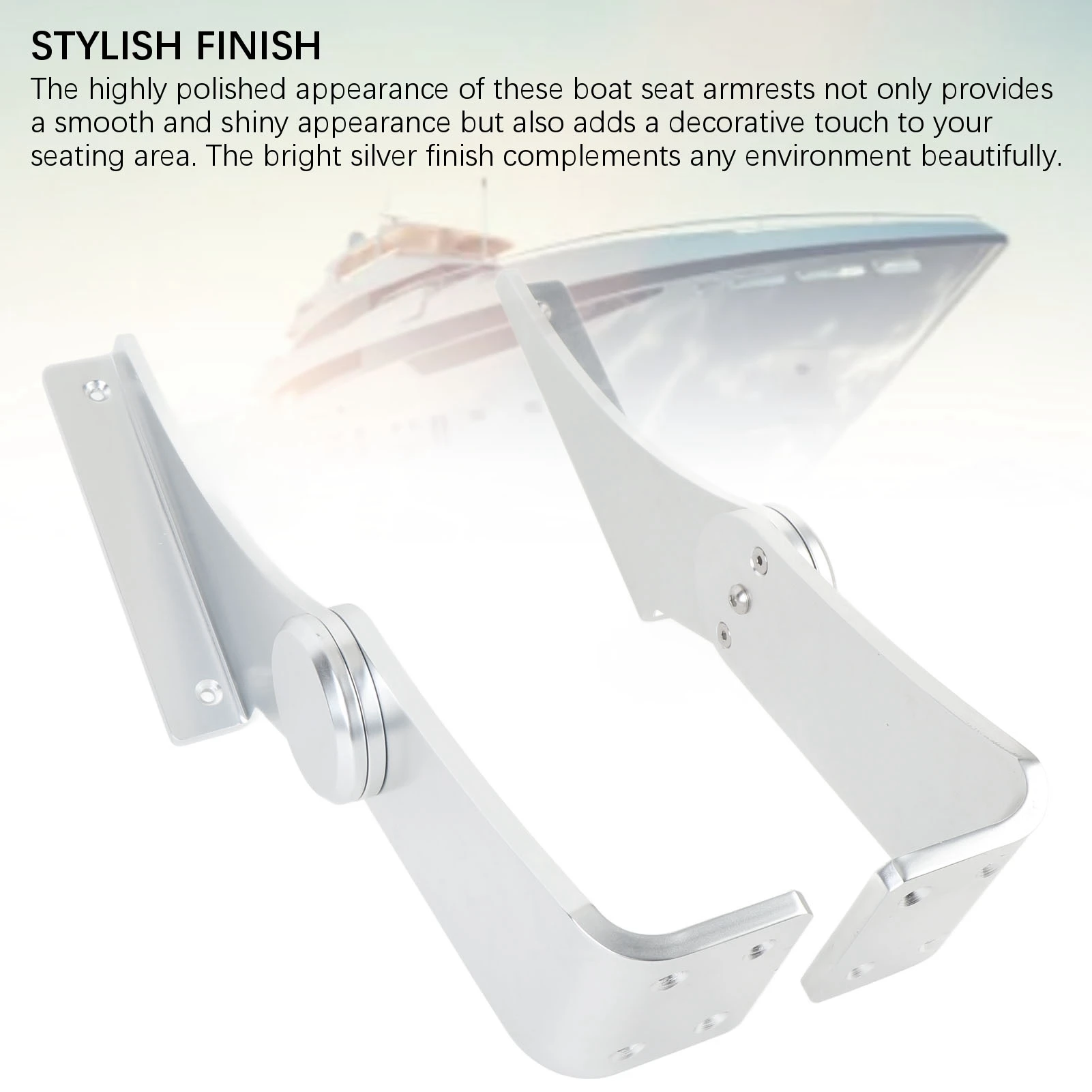 보트 시트 팔걸이 1쌍, 헤비 듀티 알루미늄 합금, 60도 조절 가능 접이식 팔걸이, 해양 요트용 범용