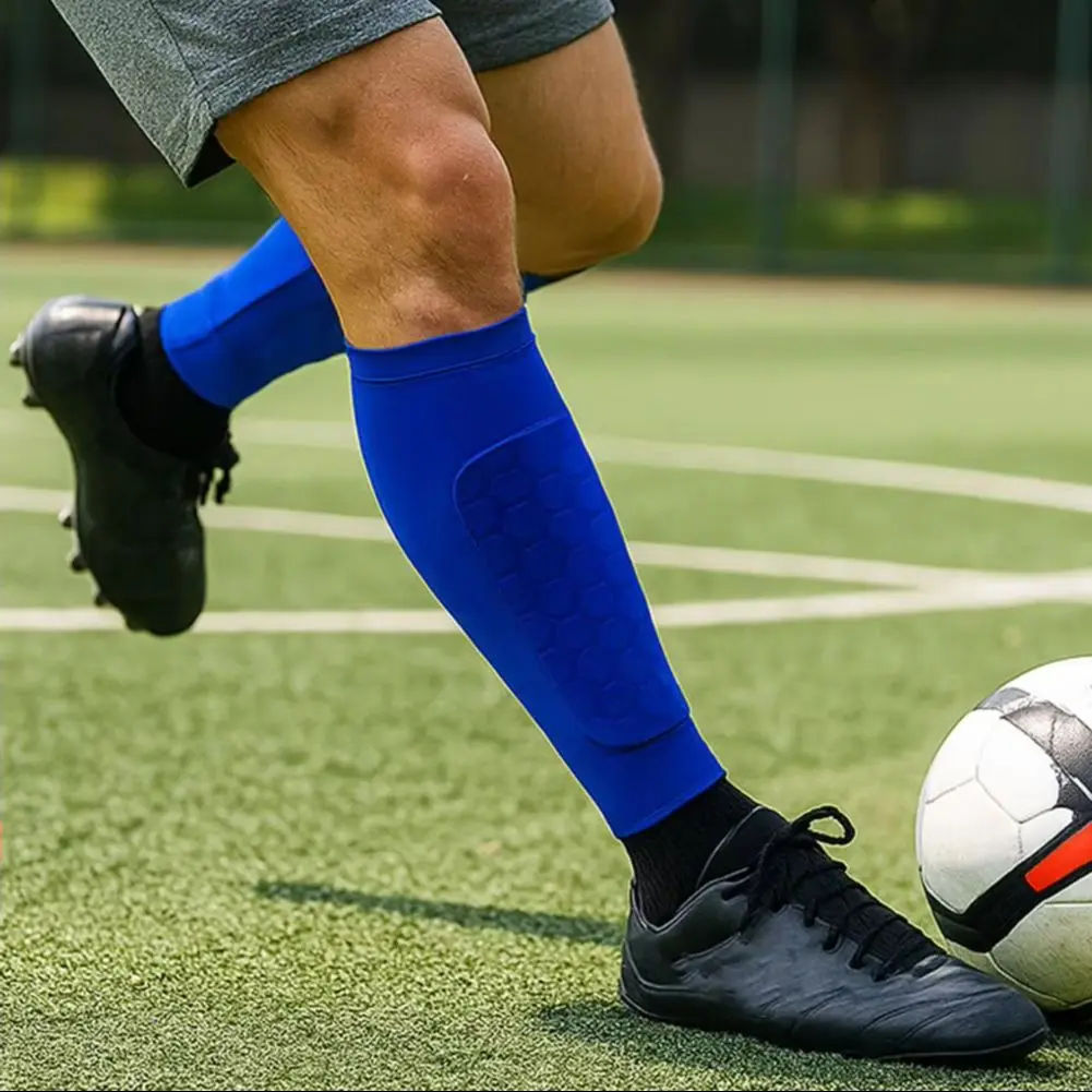 1 Pair Soccer Shin Guards Sports Shin Guards with Honeycomb Anti-Collision Pads Calf Compression Sleeve Shin Protectors for Base