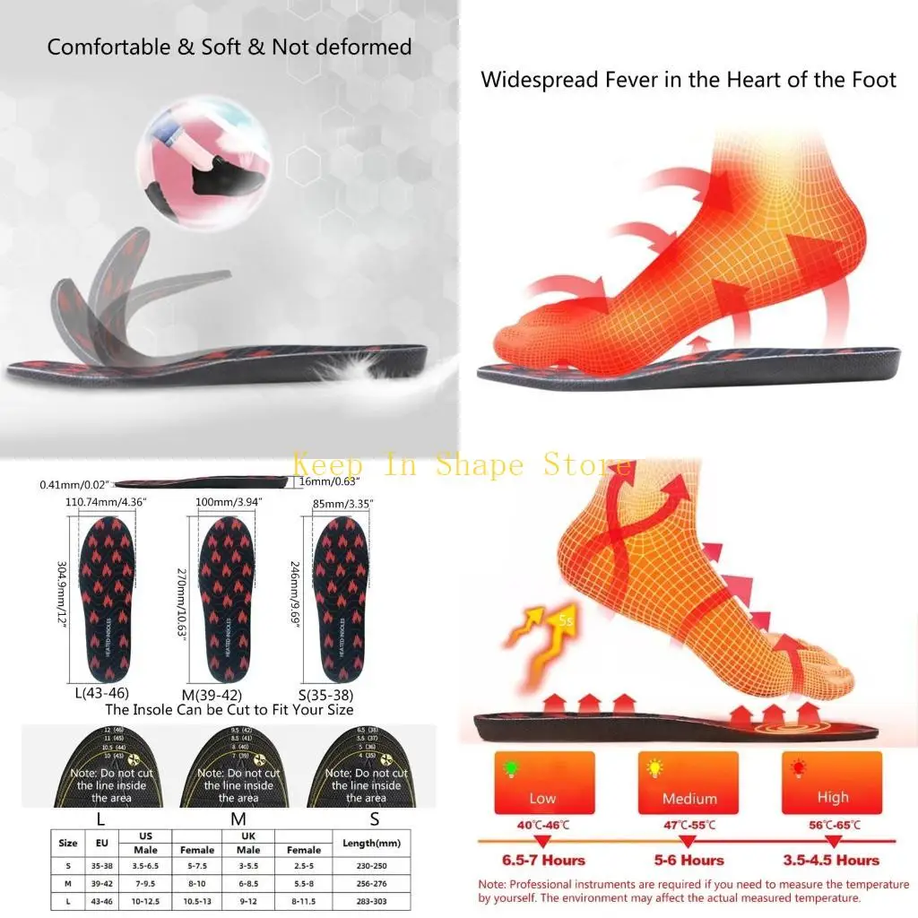 

U1JC стельки с электрическим подогревом, беспроводные перезаряжаемые подушечки для обуви с регулируемой температурой, теплые для