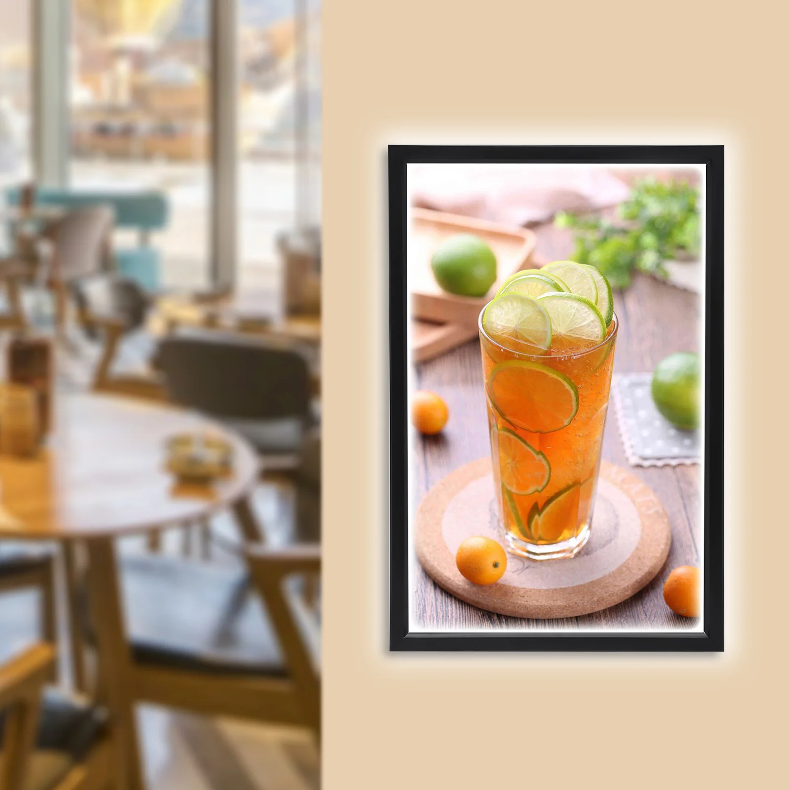 4x36 Inch (60x91cm) LED Advertising Sign LED Light Box with Black Frame, USA Standard for Retail Store Restaurant Menu Board