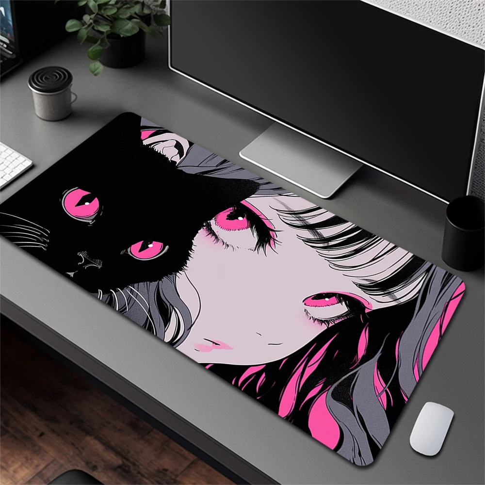 Non-Slip Keyboard Mousepad Office Large Computer Mouse Pad Cute Cat Mouse Mat Rubber Laptop Desk Mat Gaming Keyboard Pad Gamer