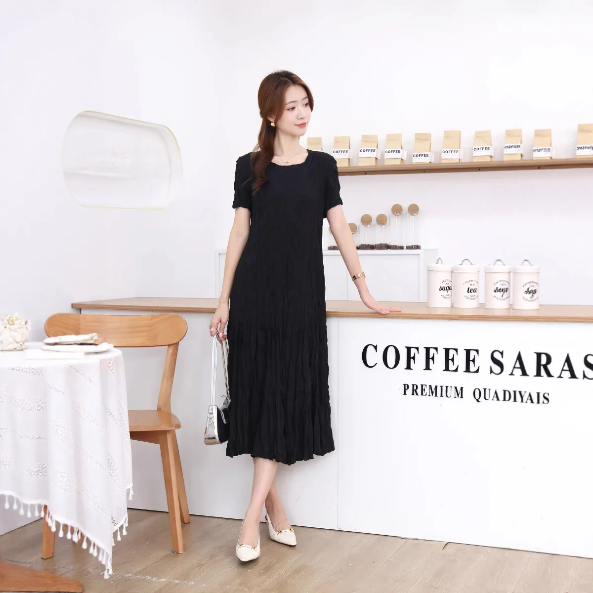 Miyake textura em camadas vestido primavera e verão design feminino sentido mostrando saia fina de um passo saia plissada novo no verão 2025