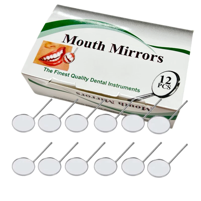

12Pcs Dental Mouth Mirror Reflector Stainless Steel Anti-Fog Front Surface Dentistry Mirrors Dentist Equipments Mouth Accessory