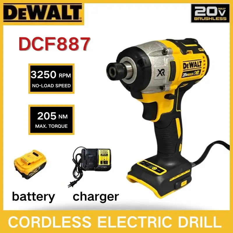 DEWALT Electric Drill DCF887 Impact Driver 20v Cordless Screwdriver 1/4 inches Brushless Rechargeable Wireless Drills Power Tool