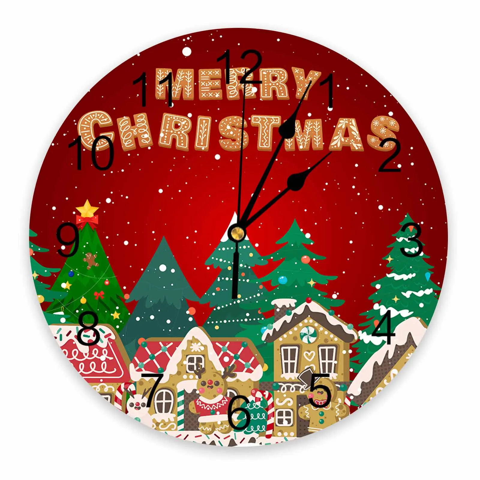 Christmas Candy Winter Gingerbread Wall Clock Large Modern Kitchen Dinning Round Wall Clocks Watches Living Room