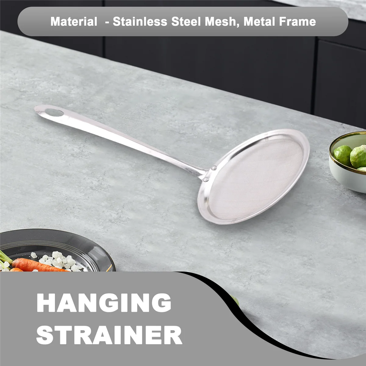 New Kitchen Stainless Steel Mesh Hanging Oil Filter Net Strainer Scoop