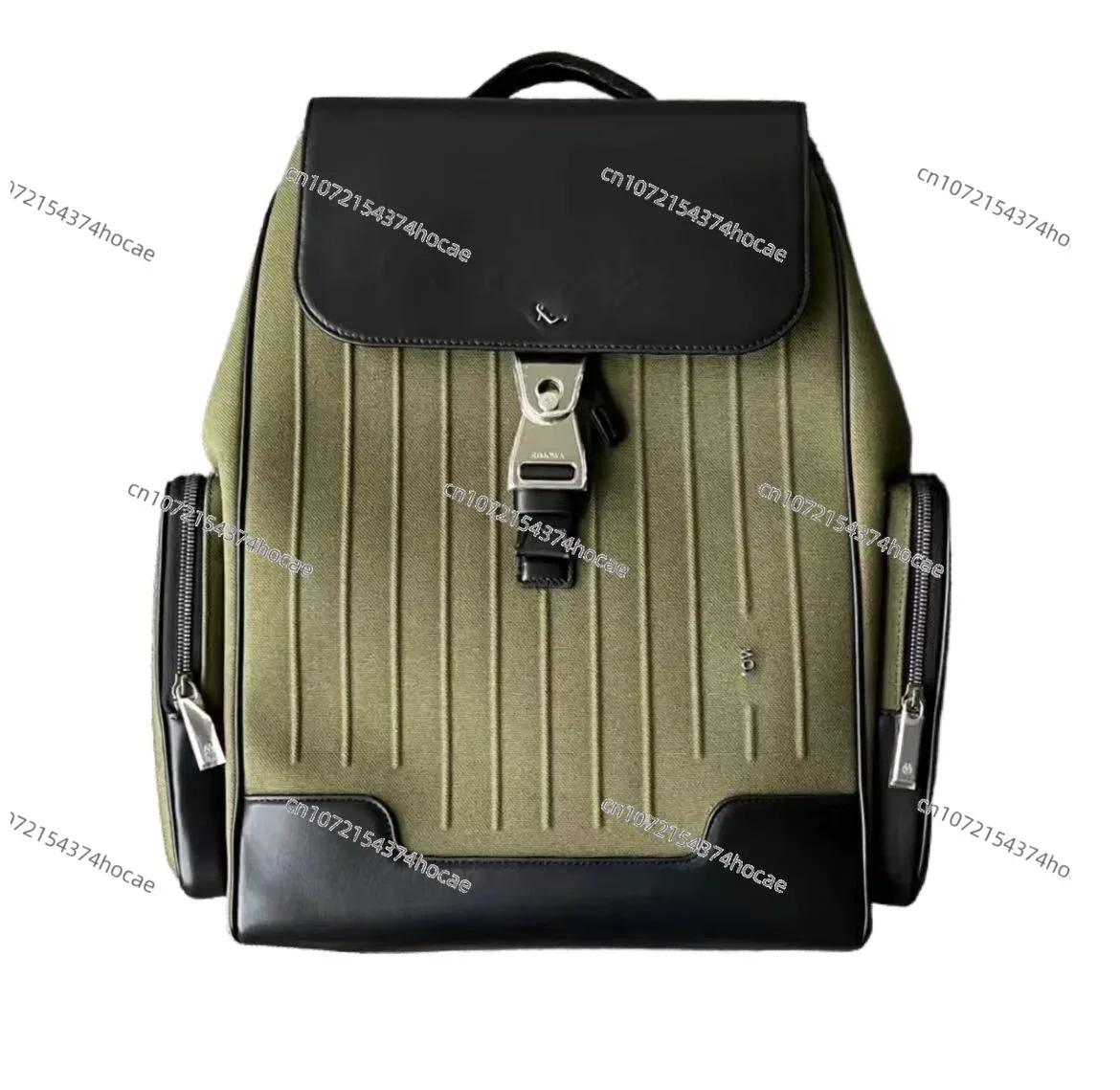 R Standard Youth Casual Leather Canvas Computer Backpack Fashion Business Backpack Black Large Green Schoolbag