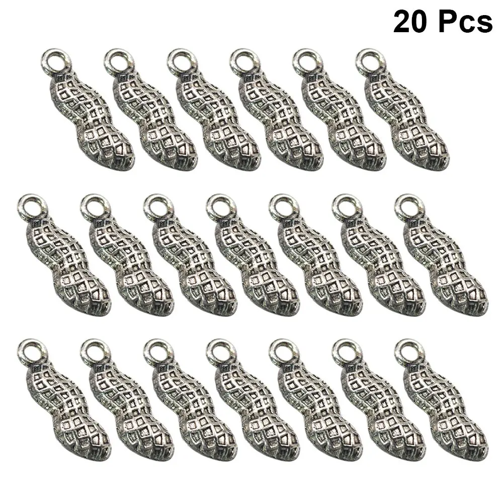 20Pcs Alloy Peanut Pendant Charms DIY Jewelry Making Necklace Earrings Accessories Durable Silver Alloy Pendant Charm