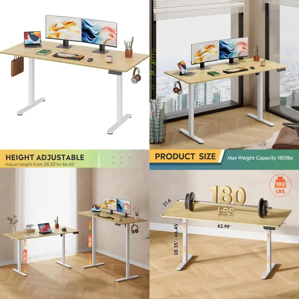 

DEVAISE 63 Inch Electric Standing Desk, 3 Adjustable Height Stand up Desk for Home Office, Ergonomic Sit to Stand Desk with LED