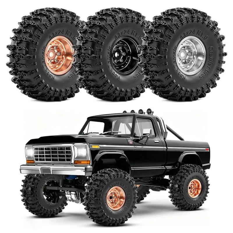 BEDW-1.0 Inch Beadlock Wheel And Rubber Tires For 1/18 Traxxas TRX4M 1/24 Axial SCX24 AX24 FCX24 RC Cralwer