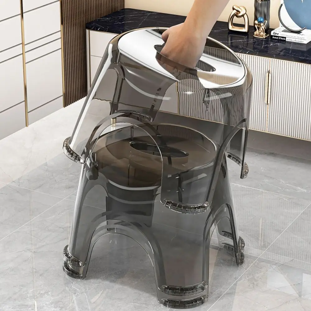 Simple Non-slip Clear Shower Foot Stool Transparent Waterproof Kid Stool Square Load-bearing Small Low Stool for Kids