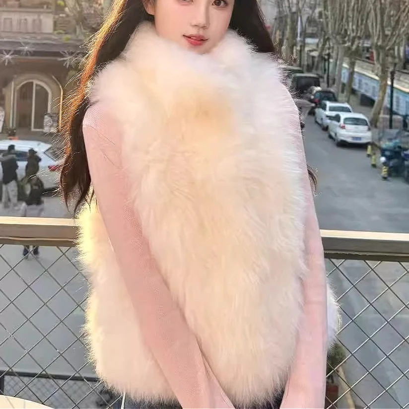 Women Faux Fur Coats Vest Jackets Sleeveless Coat Thick Warm Y2k Streetwear Jacket Elegant Work Outerwear Autumn Winter 2026
