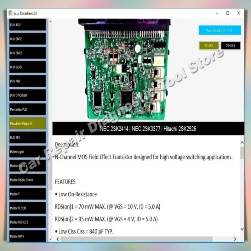 Ecus Datasheet 2.0 ECU-reparatiesoftware PCB-schema's met elektronische componenten van auto-ECU en extra informatie Gratis Keygen