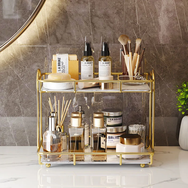 Bathroom Organizer Shelf  Metal Large Capacity Skincare Shampoo Perfume Storage Rack Home Kitchen Desktop Organizer Holder