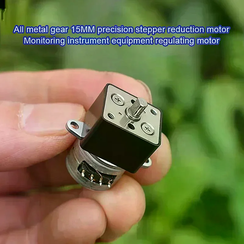 Micro Full Metal Gearbox Gear Stepping Motor Mini 15mm 2-Phase 4-Wire Gear Stepper Motor DIY Robot Car Monitor Camera 1PC