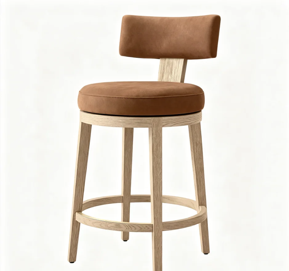 *Classic Slender Rotating Stool Structure Even Smooth Leather  Indoor Decoration Styles Swivel Leather Bar & Counter Stool