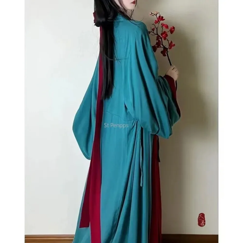 Vestido Hanfu chino para mujer, traje de Cosplay tradicional antiguo, vestido de la dinastía Song, vestido Hanfu verde y rojo, bata Chinoise, 2023