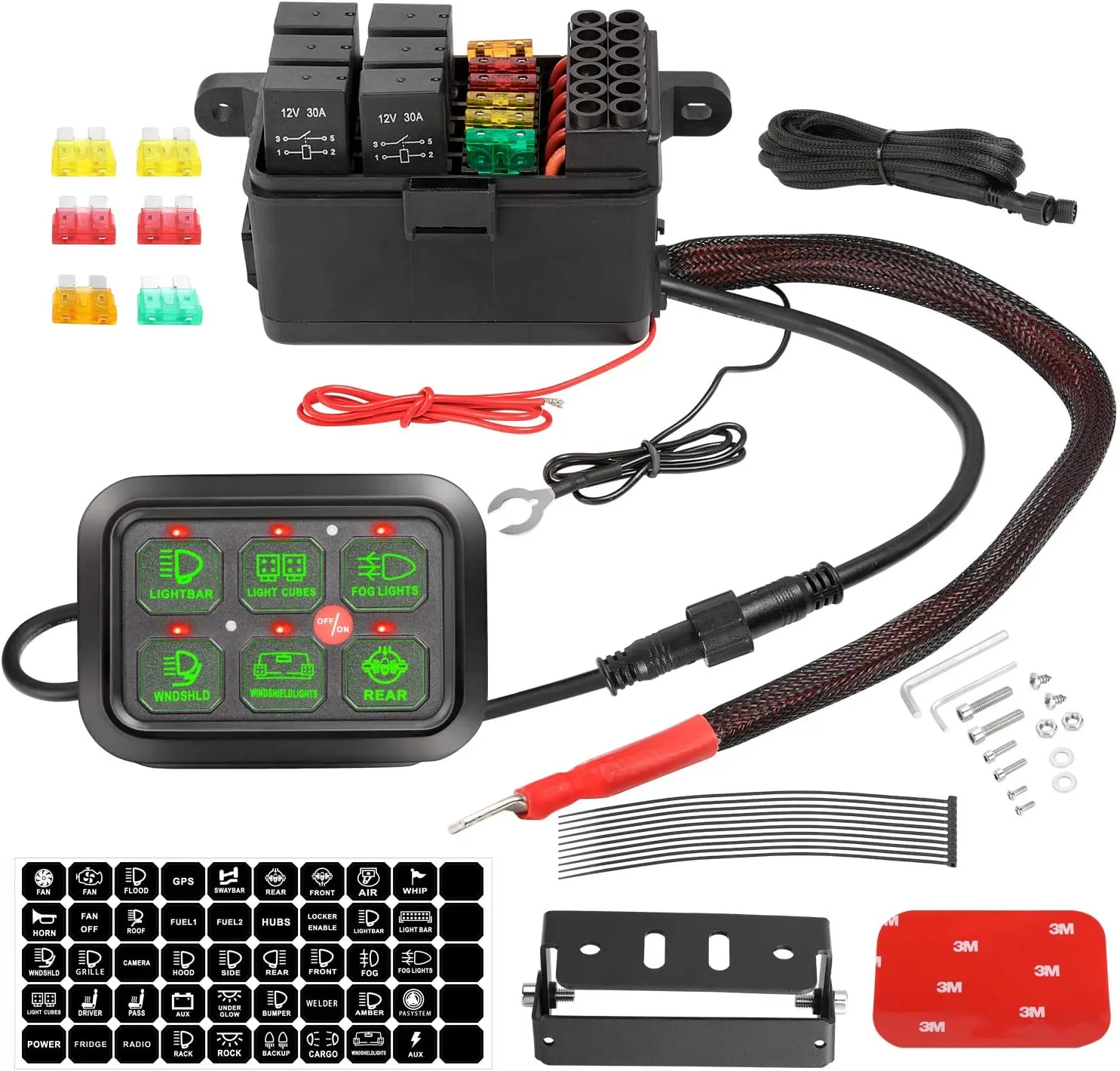 

Universal 6 Gang Switch Panel On-Off Control Power System W/Backlight Slim Electronic Relay System Box For SUV Camper RV Marine