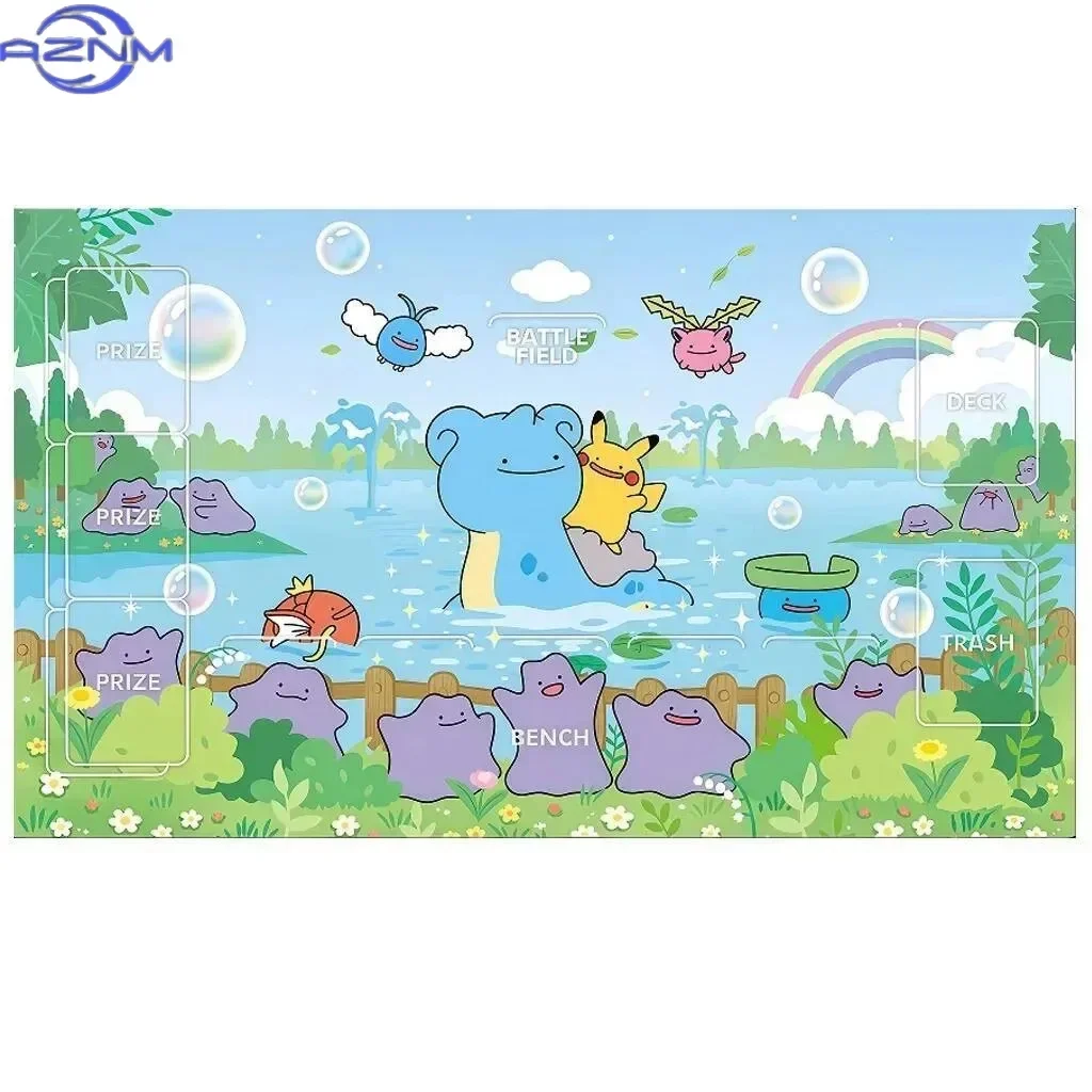Cute Lake Scenery Cartoon Creatures Rainbow Bubble Card Game Zoned Mouse Pad Rubber Non Slip Desk Mat for Table Gaming Decor
