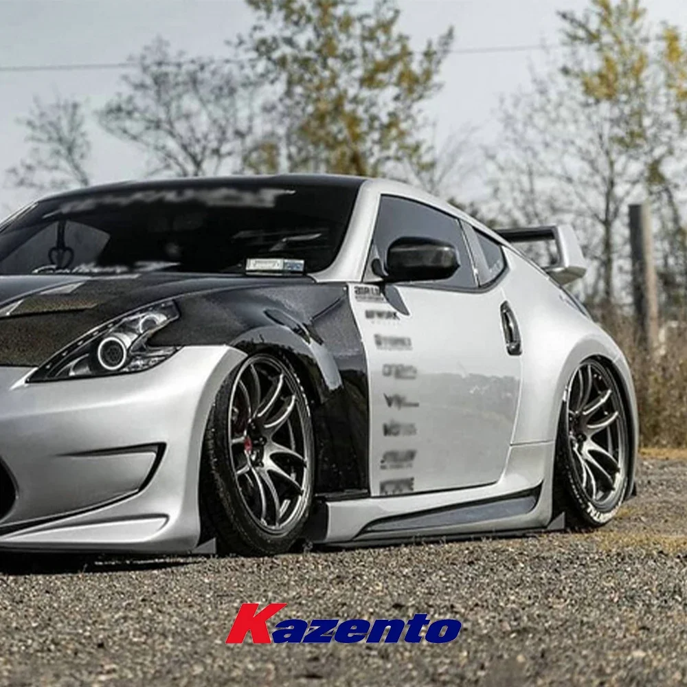 For Nissan Z34 370Z 2009+ AM Type Fiberglass Unpaint Side Skirt Body Kits Pair