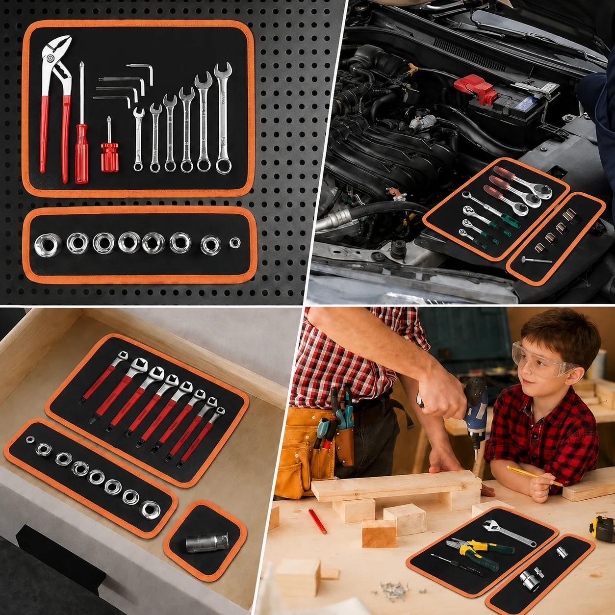 Workshop Tools Rack - 1 ensemble de tapis magnétique pour