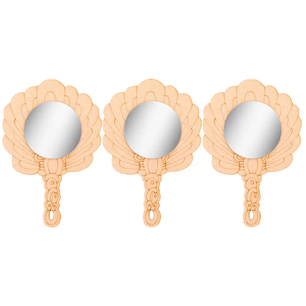 

Набор из 3 деревянных зеркал для самостоятельной росписи: заготовки для творчества, декоративные зеркала для макияжа