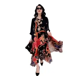 2023 Summer Clothes New All-in-one Imitation Silk Blend Dress Two-Piece Set New Loose and Thin Suit Printed Skirt Commuting X666