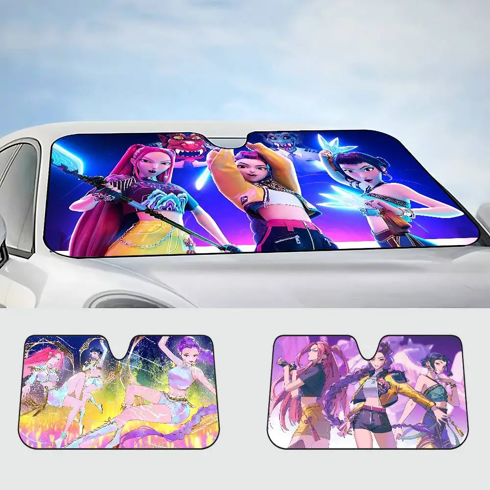Kpop Demon Anmie H-Hunters الزجاج الأمامي ظلة نافذة السيارة غطاء الزجاج الأمامي الشمس الظل السيارات الشمس قناع سيارة يغطي حماية السيارة