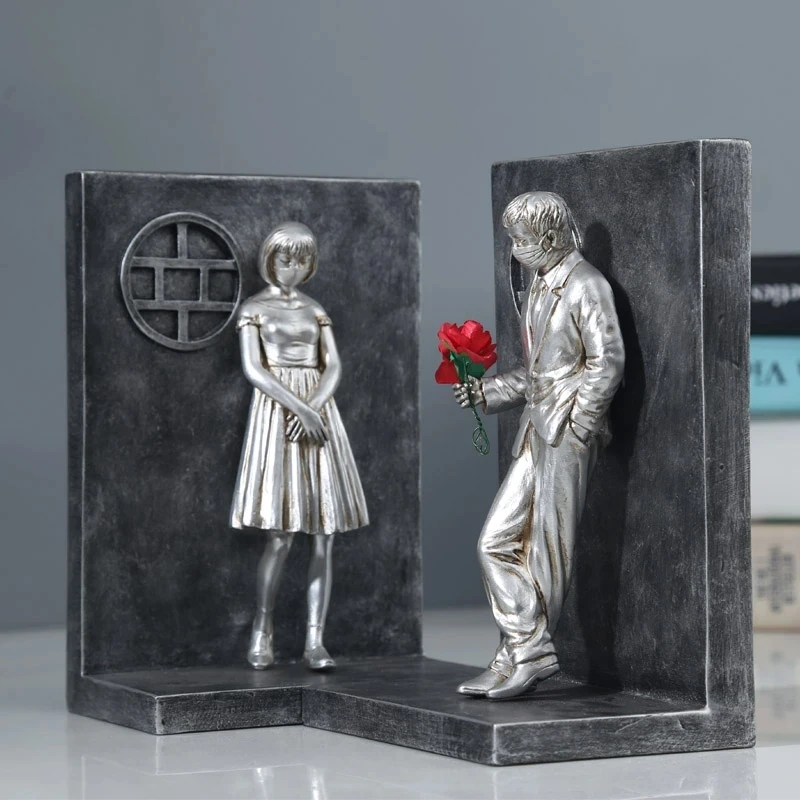 Imagem -04 - Banksy Figura Escultura Bookends Decoração Decorativa Home Acessórios Sala de Estar Livro Termina Estante Decoração Display Desktop