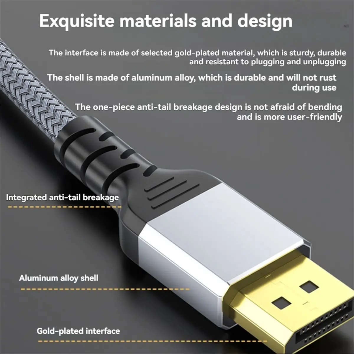 HOUSEHOLD*GOOD 8K DisplayPort 1.4 Cable DP Extension Cord Hight Speed 4K@144hz Video Cables Male to Male DP 1.4 Connector ()
